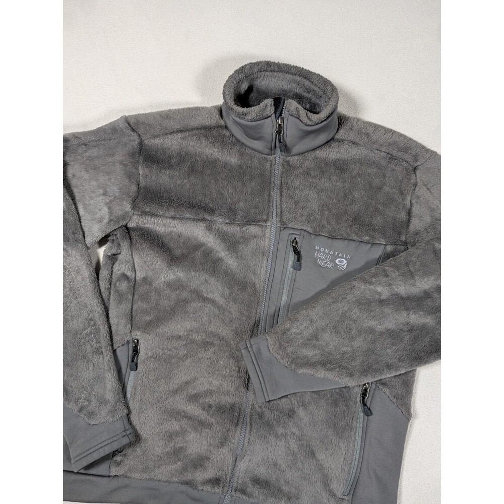 Mountain Hardwear Monkey Man Jacket Men’s L Gray Deep Pile Full Zip Fleece *FLAW